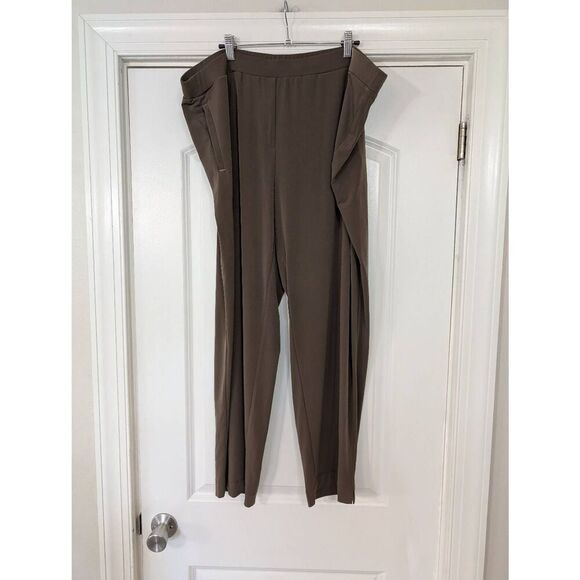 Susan Graver Liquid Knit Ankle Pants‎ women's 2XP  petite tan taupe neutral - Picture 1 of 6